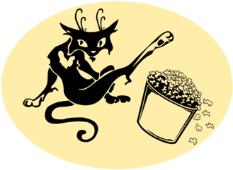 Black Cat Whiskers Vinyl Wall Sticker Decal Popcorn - Black Cat Whiskers Vinyl Wall Sticker Decal (black) (530x750), Png Download