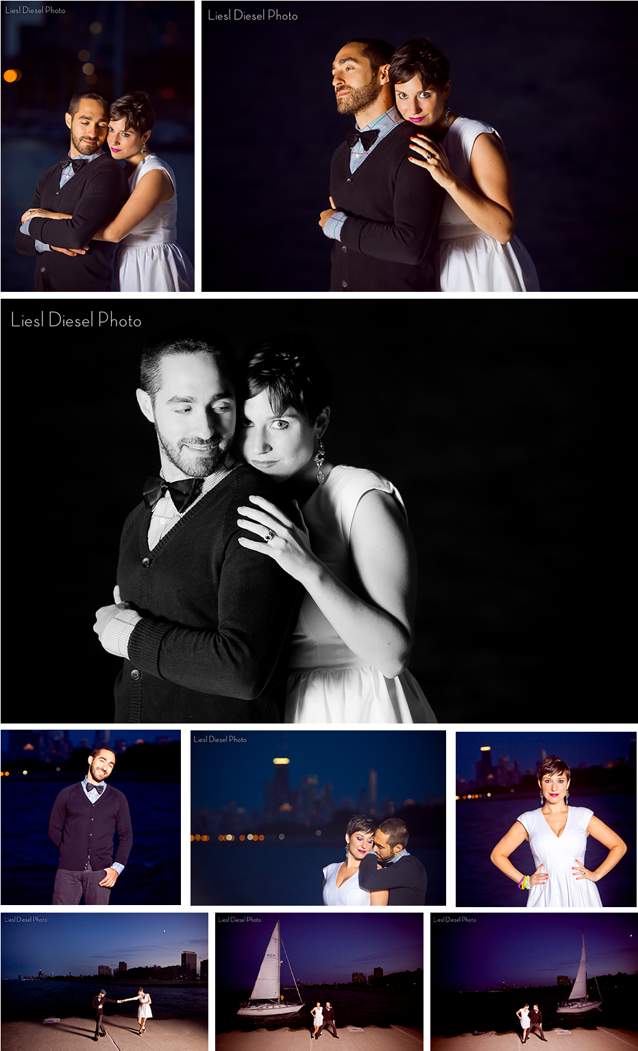 Lake Michigan Night Portraits Chicago Skyline (950x1551), Png Download