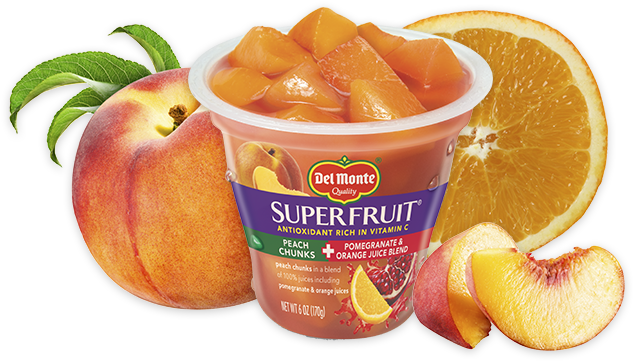 Superfruit® Peach Chunks In Pomegranate & Orange Juice - Del Monte Superfruit Pear Chunks + Acai & Blackberry (1050x360), Png Download