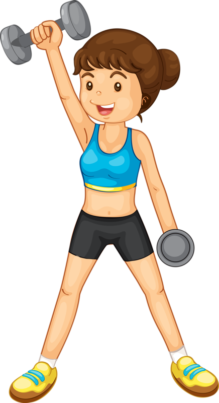 Kids Fitness Ideas Bonita Country Day School - Cartoon Female Lifting Weights (436x800), Png Download