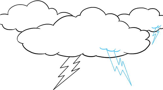 Cloud Lightning Drawing Easy (680x678), Png Download