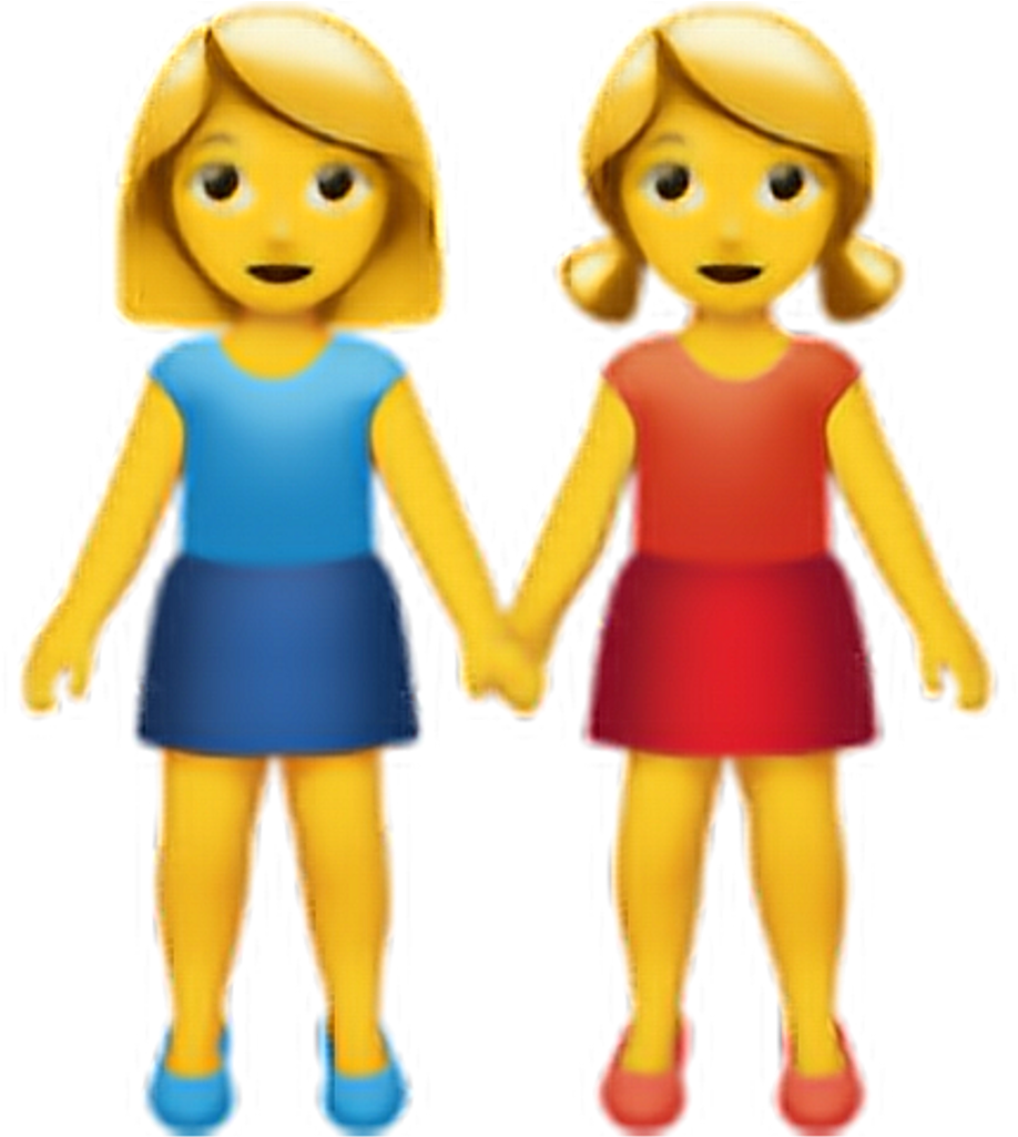 Girl Girls Hand Emoji Iphoneemoji Iphone Freetoedit - Two Women Holding Hands Emoji (1024x1024), Png Download