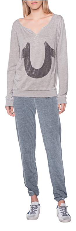 True Religioncrew Fleece Relax Horseshoe Dusty Olive - Girl (618x794), Png Download