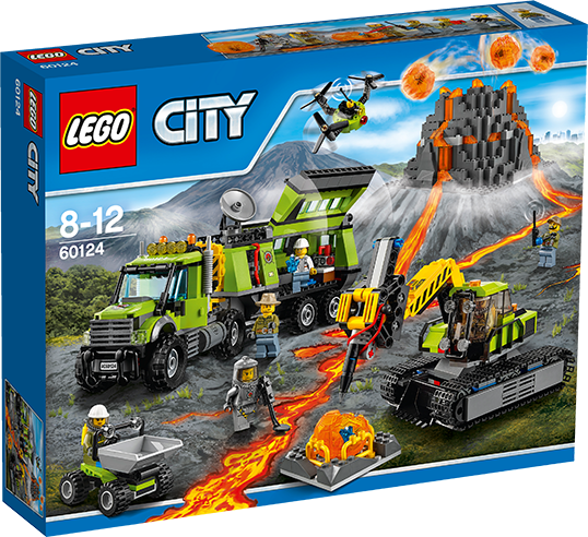 Lego City 60124 Vulkanforskernes Base, , Large - Lego City - Volcano Exploration Base 60124 (538x492), Png Download