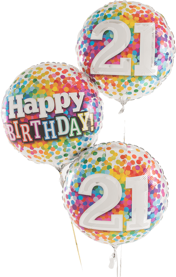 21 Rainbow Confetti Happy Birthday Trio - 18" Happy Birthday Birthday Rainbow Confetti - Mylar (1024x1024), Png Download