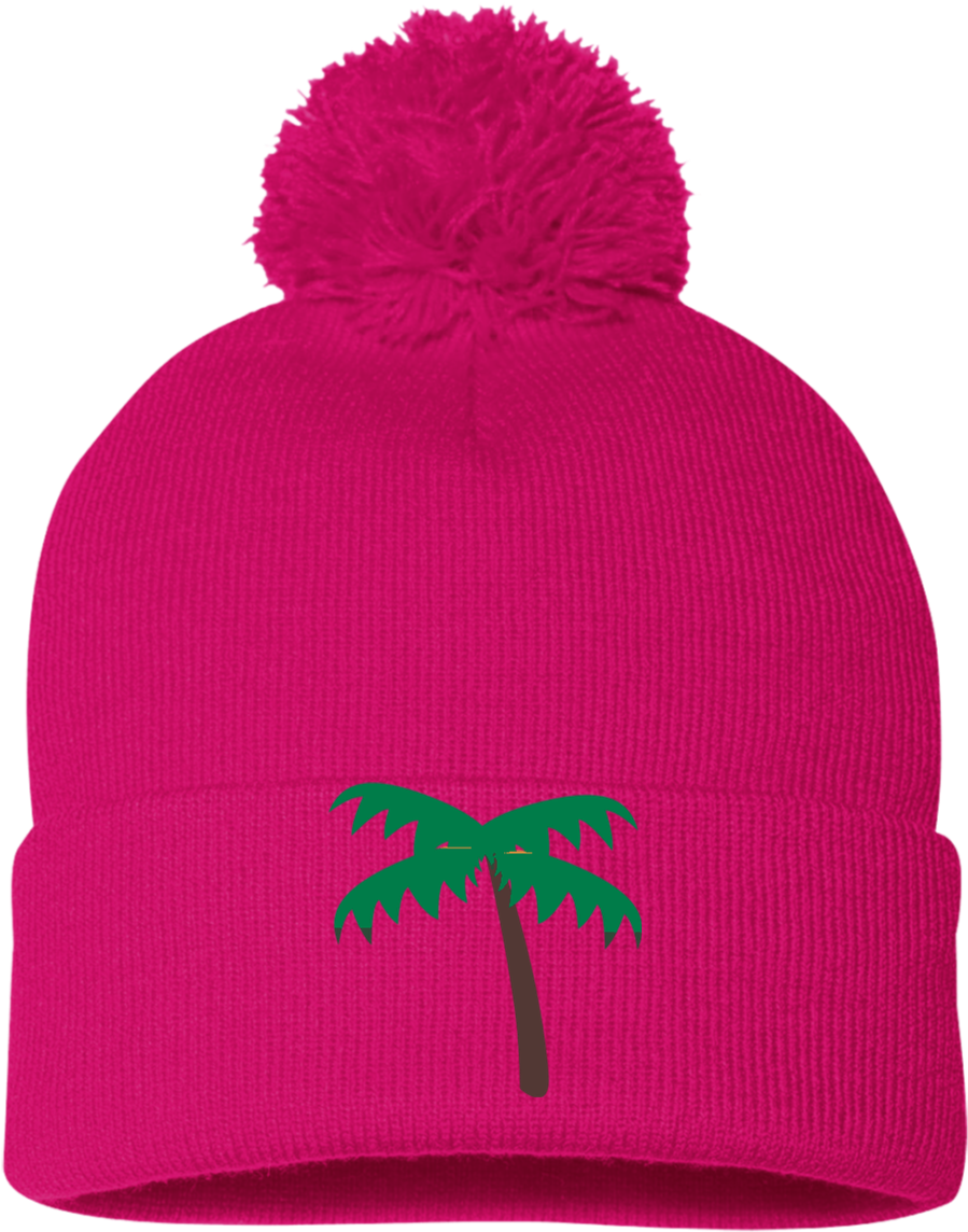 Palm Tree Emoji Sp15 Sportsman Pom Pom Knit Cap - Fresh-pom Pom Red (1024x1024), Png Download