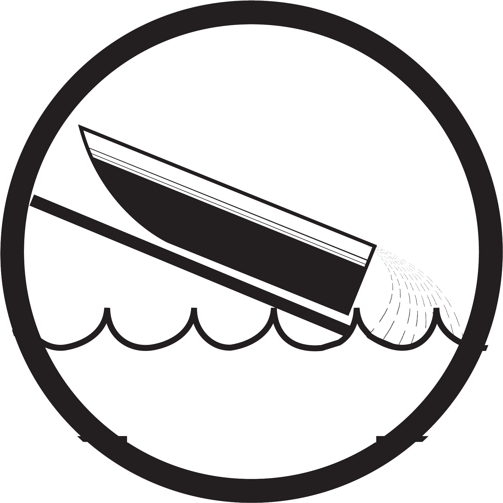 Icon Symbol In A Circle Showing A Boat Being Drained - Water (1755x1764), Png Download