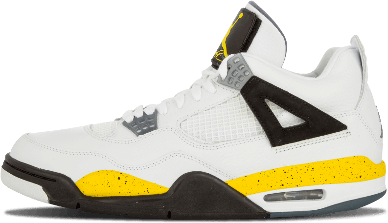 Air Jordan 4 Retro Ls 10.5 Shoes White / Tour Yellow (1000x600), Png Download