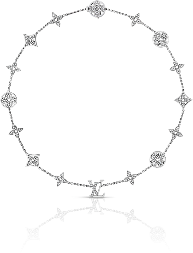 Monogram Necklace In White Gold With Diamonds Via Louis - Louis Vuitton Monogram Necklace (900x900), Png Download