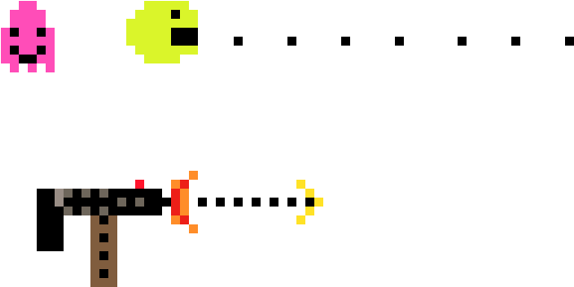 Pacman And Uzi - Pac-man (740x420), Png Download