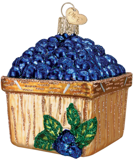 Old World Christmas Basket Of Blueberries - Basket Of Blueberries Glass Ornament By Old World Christmas (600x600), Png Download