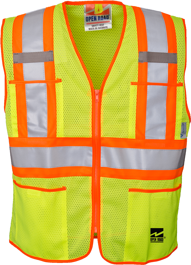 U6112g Open Road® Zipper Safety Vest - Vest (1000x1510), Png Download