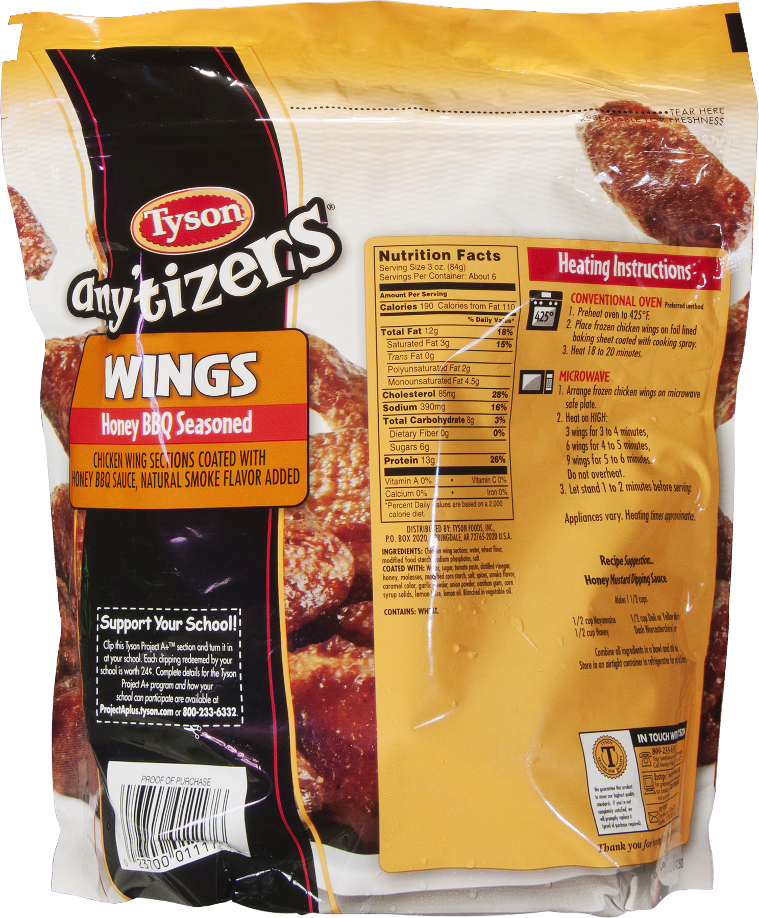 Tyson Boneless Honey Bbq Wings Nutrition (1487x1800), Png Download