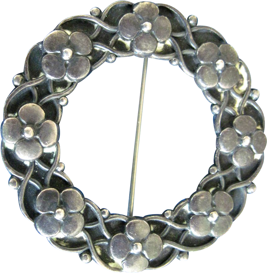 Sterling Silver Flower Circle Pin By Just Andersen, - Bracelet (1024x1024), Png Download