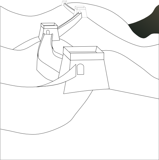 Great Wall Chinawall Black White Line Art 555px - Sketch (555x722), Png Download