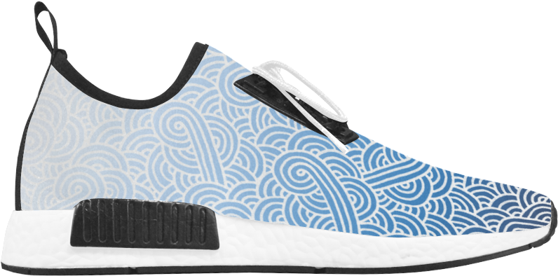 Ombre Blue And White Swirls Zentangle Men's Draco Running - Shoe (1000x1000), Png Download