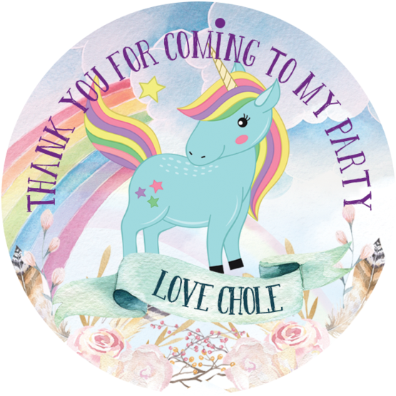 Personalised Cute Unicorn Party Stickers Party Labels - Sticker (600x600), Png Download