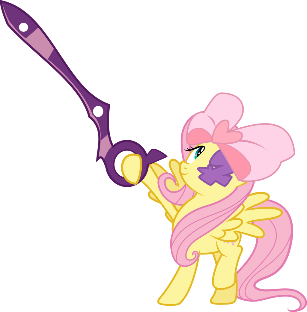 Fluttershy W Ribbon Eye Patch And Scissors (1024x1041), Png Download
