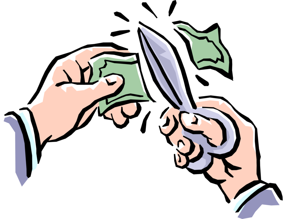 Vector Illustration Of Hands Cutting Dollar Bill Money - Reduce Your Condo Or Homeowner Association Costs - (913x700), Png Download