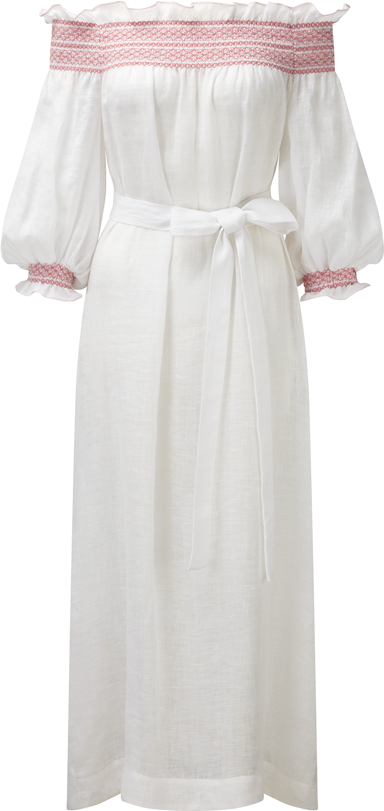 Pink Smocked Sheer Linen Dress - Dress (1200x1740), Png Download