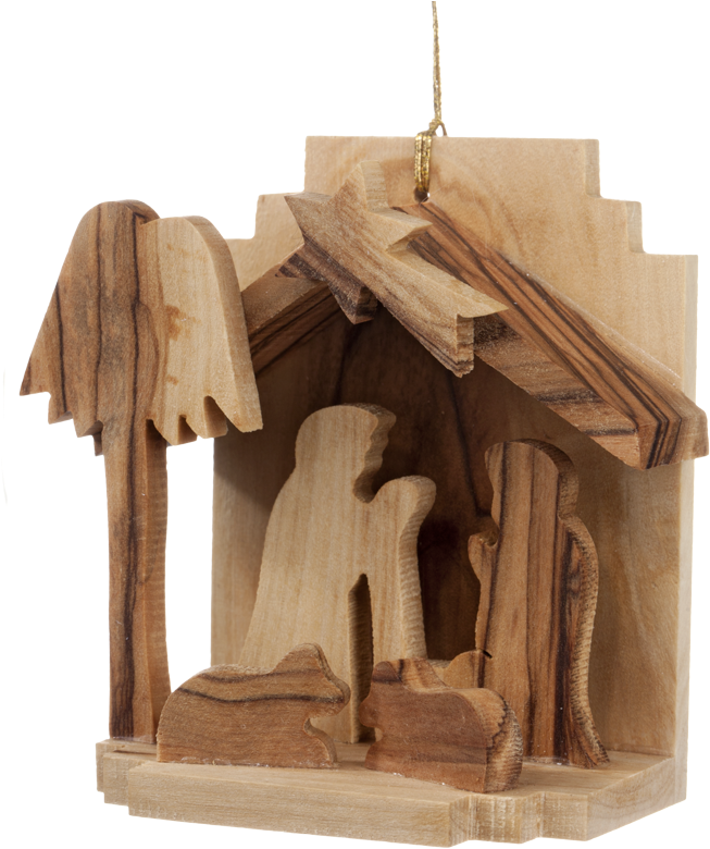 Nativity Scene, Olive Wood - Krippenstall (724x800), Png Download