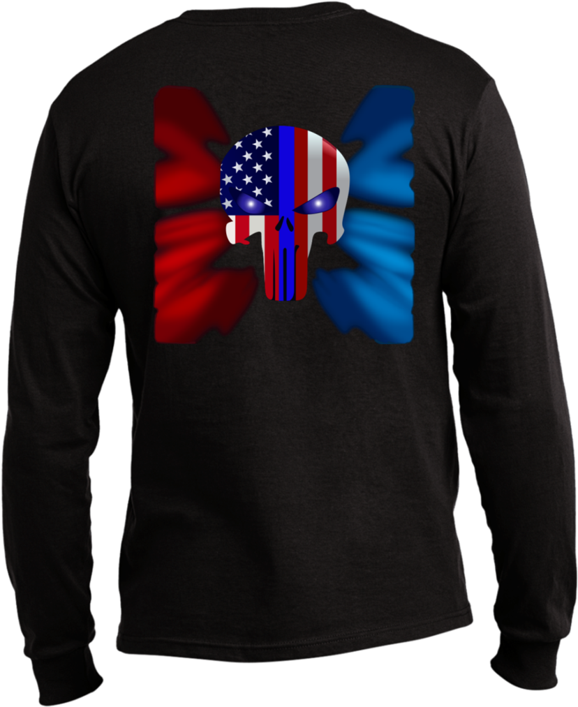 Thin Blue Line Flag Polo Shirt - White Logo (1024x1024), Png Download