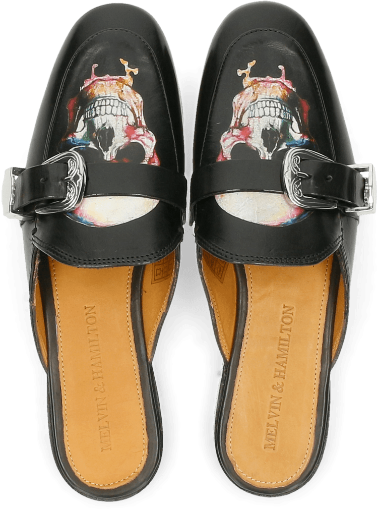 Mules Scarlett 13 Black Screen Shot Skull - Slip-on Shoe (1024x1024), Png Download