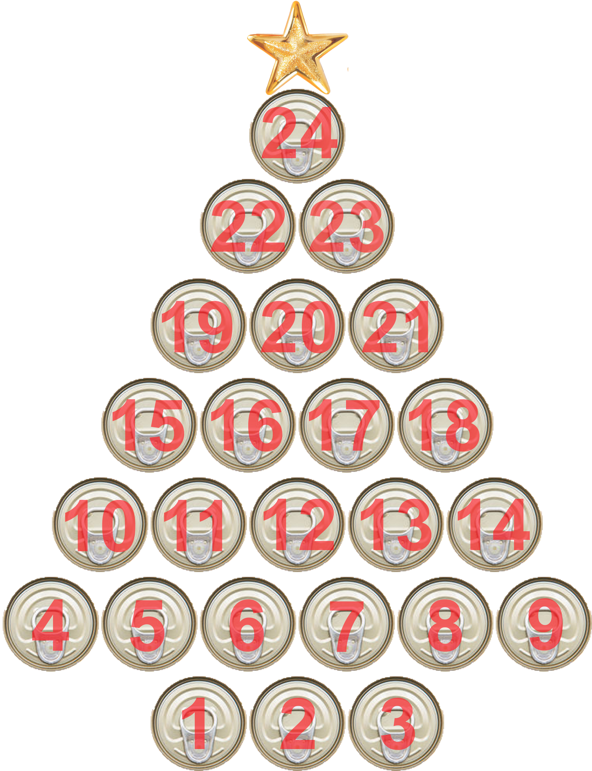 Can Christmas Tree Star - Advent Calendar (2076x2796), Png Download