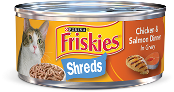 Savoury Shreds Chicken & Salmon Dinner In Gravy Cat - Friskies Cat Food (600x600), Png Download