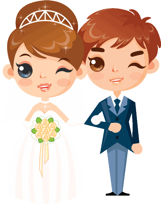 Dibujo - Wedding Cartoon Couple Png (702x800), Png Download