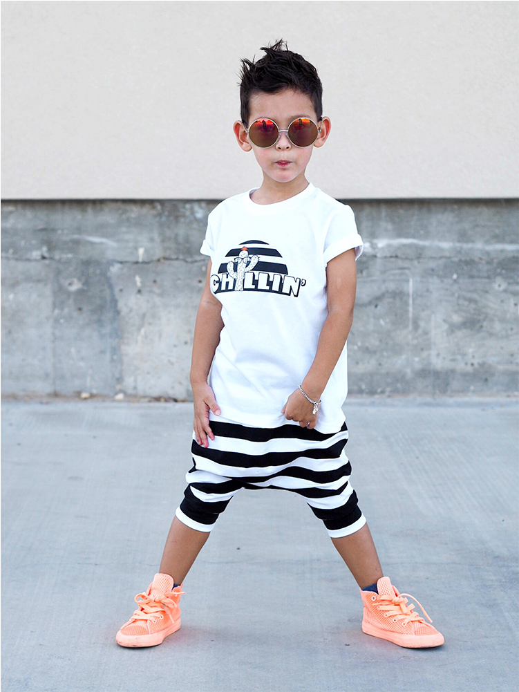 Black & White Striped Harem Shorts - Boy (1000x1000), Png Download