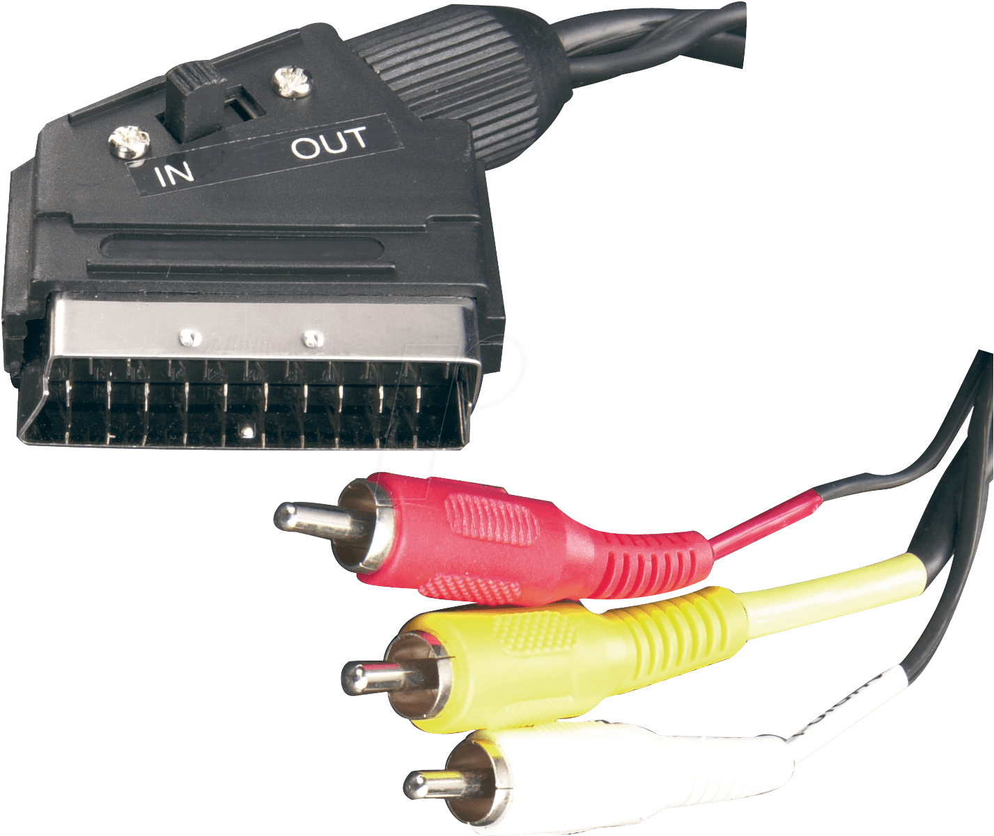Scart Plug With Switch To 3x Rca Plugs, (1560x1259), Png Download