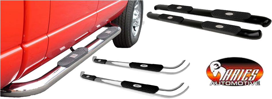 Aries Step Bars Lubbock Tx - Aries 203030 3 Black Side Step Bar (960x347), Png Download