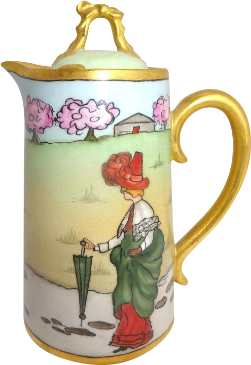 D&c Limoges Teapot Featuring A Lady Dressed In Her - Limoges (738x738), Png Download