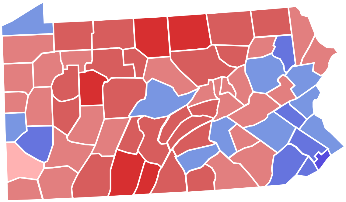 Pennsylvania County Election Results 2012 (1200x700), Png Download