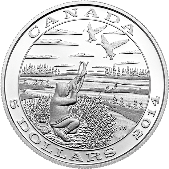 2014 $5 Fine Silver Coin Tradition Of Hunting - Arctic Expedition 25 Cent Coin (570x570), Png Download