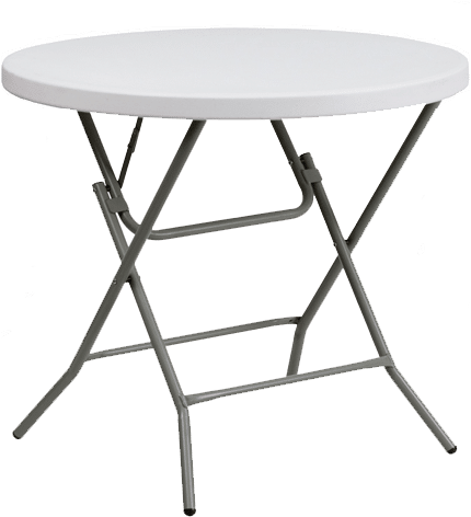 32 Round Granite White Plastic Folding Table Lowboy - Foldable Table Round (673x1152), Png Download