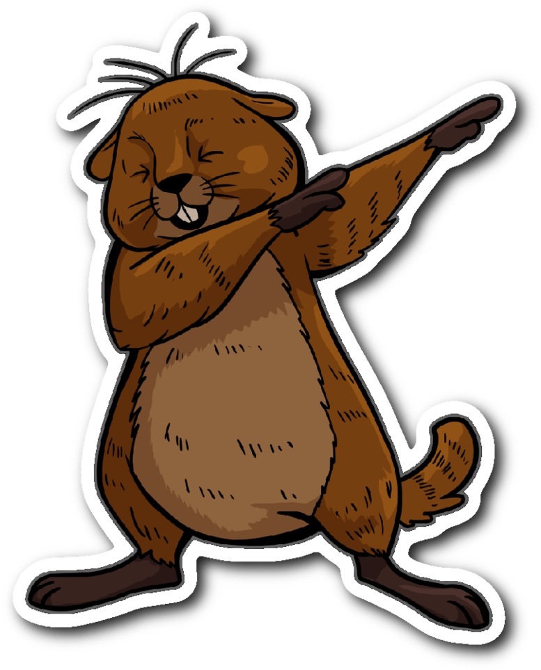 Groundhog Day Funny Dabbing Dance Groundhog Sticker (777x963), Png Download
