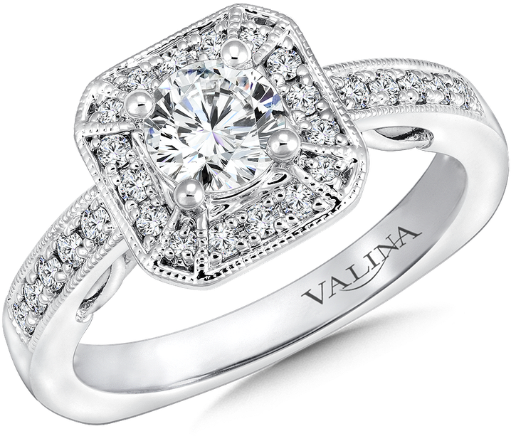 Valina Geometric Shape Halo Mounting - Queenelizabethjewels Diamond Engagement Ring 14k White (800x800), Png Download