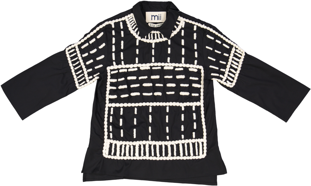 Mii Black And White Embroidered Wool Dash Top (1024x1024), Png Download