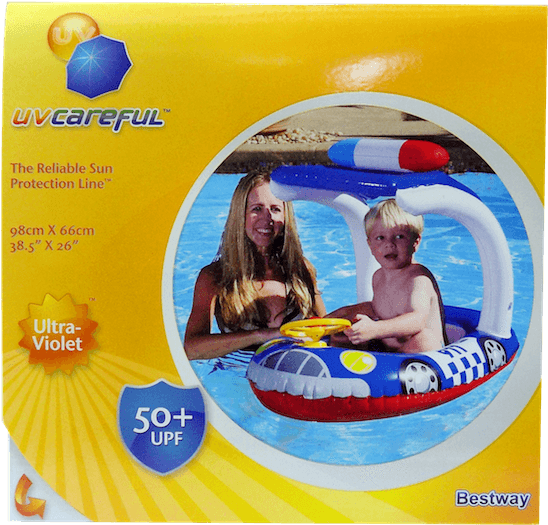 Kid Car Umbrella Float - False Baby Canopy Uv Careful Floater (595x631), Png Download