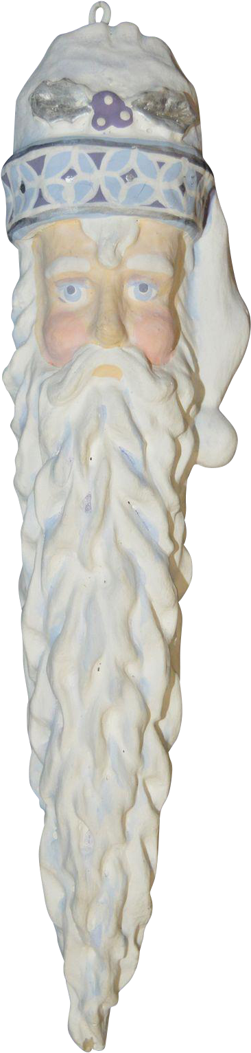 Vintage Large Blue White Icicle Style Santa Head/bust - Holiday (1531x1531), Png Download
