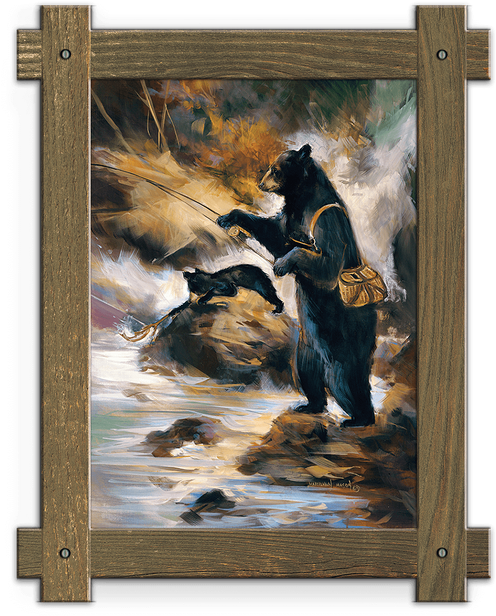 Framed In A Rustic-style Design, These Distressed Frames, - Fly Fishing Framed Wall Art (730x730), Png Download