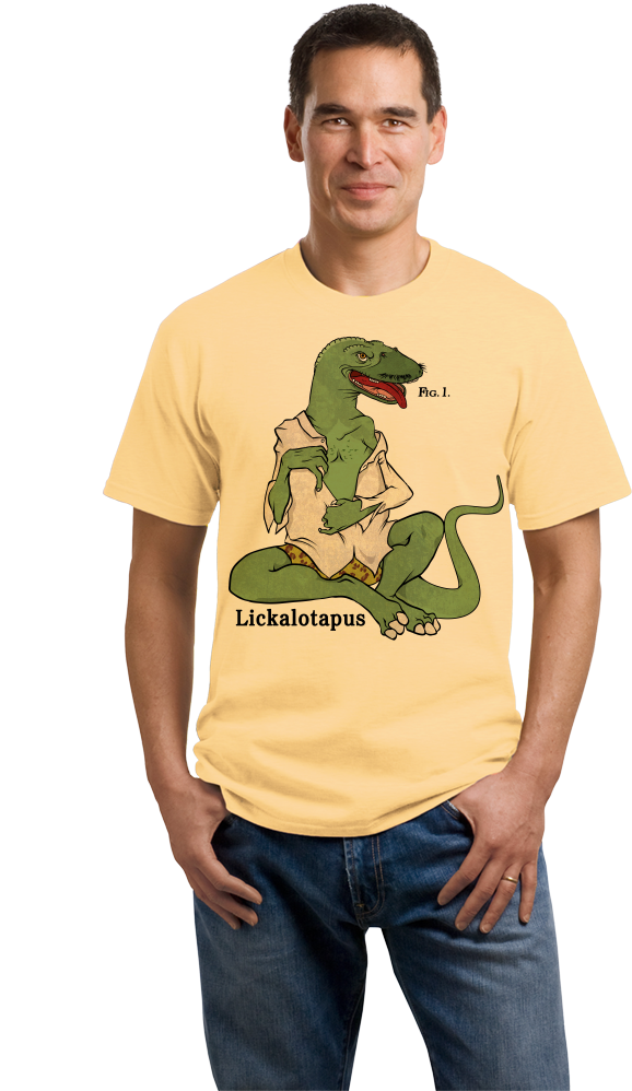 Standard Light Yellow Lickalotapus - Port & Company - 5.4-oz 100% Cotton T-shirt. (670x1005), Png Download