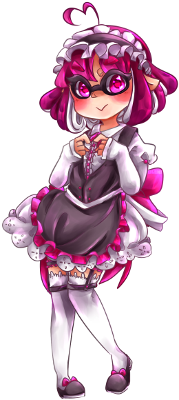Pink Maid Outfit Anime Girl Purple Png Pink Maid Outfit - Splatoon Inkling Girl En Pink (500x618), Png Download