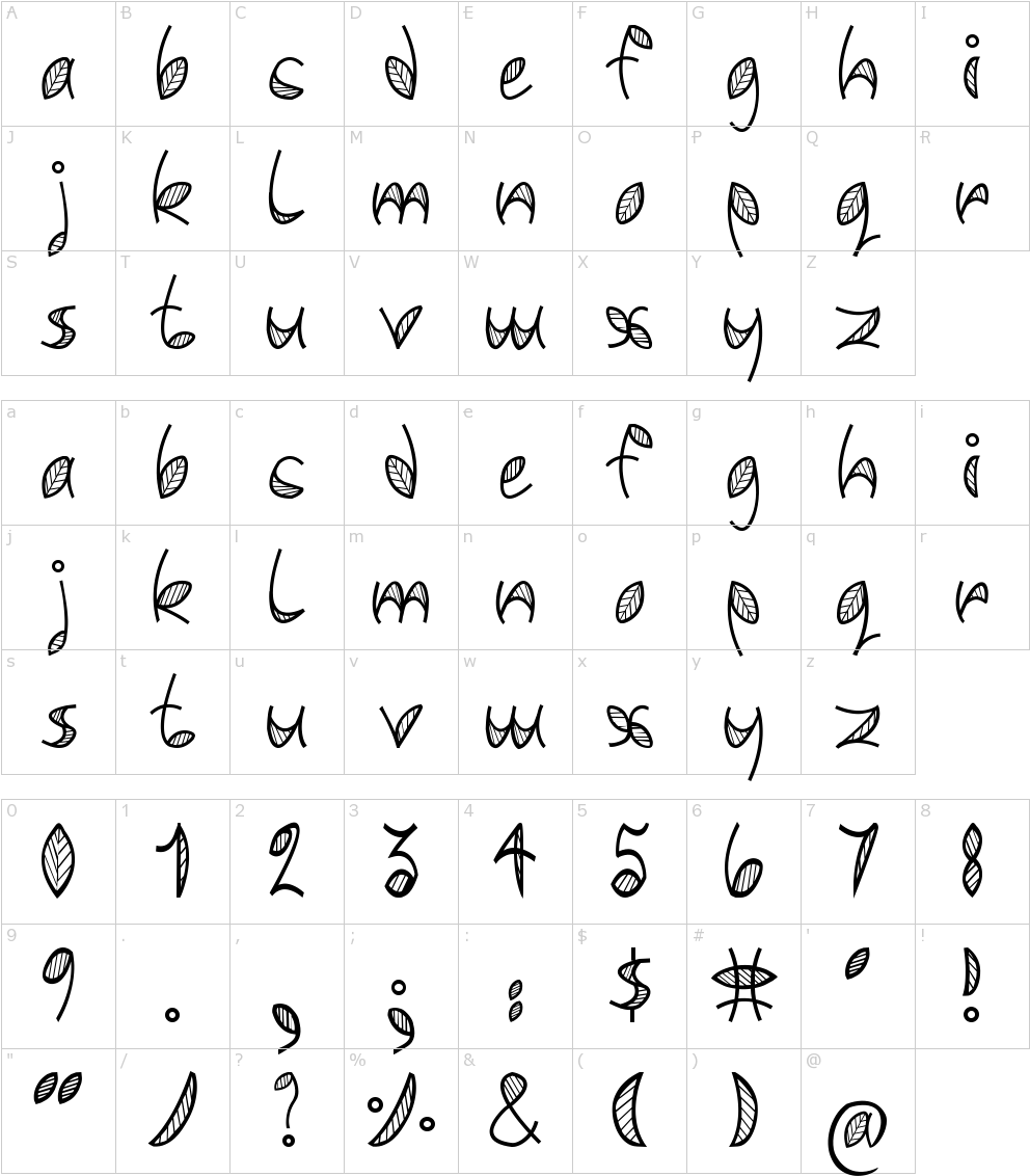 Font Characters - Leafy Fonts (1000x1150), Png Download