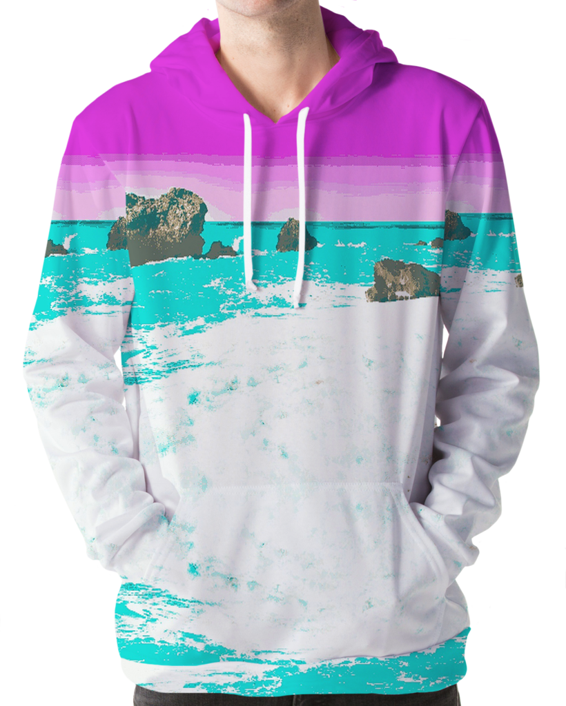 Vaporwave & Aesthetic Clothing - Vapor95 Beach Dream Hoodie (820x1024), Png Download