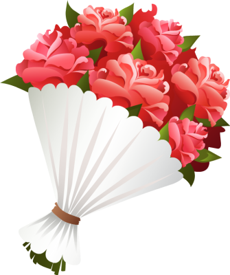Pink Rose Clipart Flower Bouquet Pencil And In Color - Bouquet Of Flowers Clip Art Png (334x399), Png Download