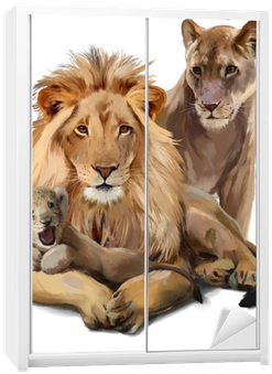 Lion Pride Watercolor Painting Wardrobe Sticker • Pixers® - Lion (400x400), Png Download
