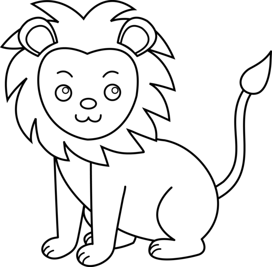 Lion Black And White Lion Clip Art Black And White - Cartoon Lion Black And White (550x541), Png Download